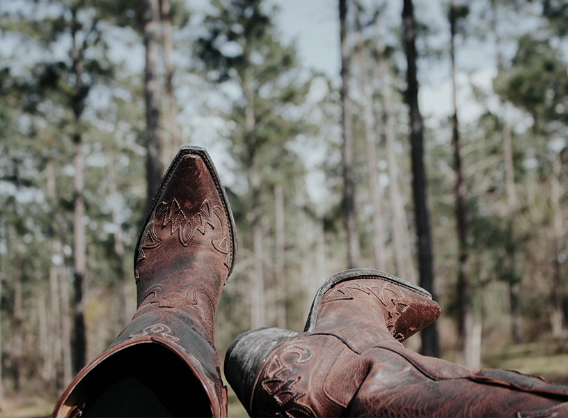 Worn pair of country boots